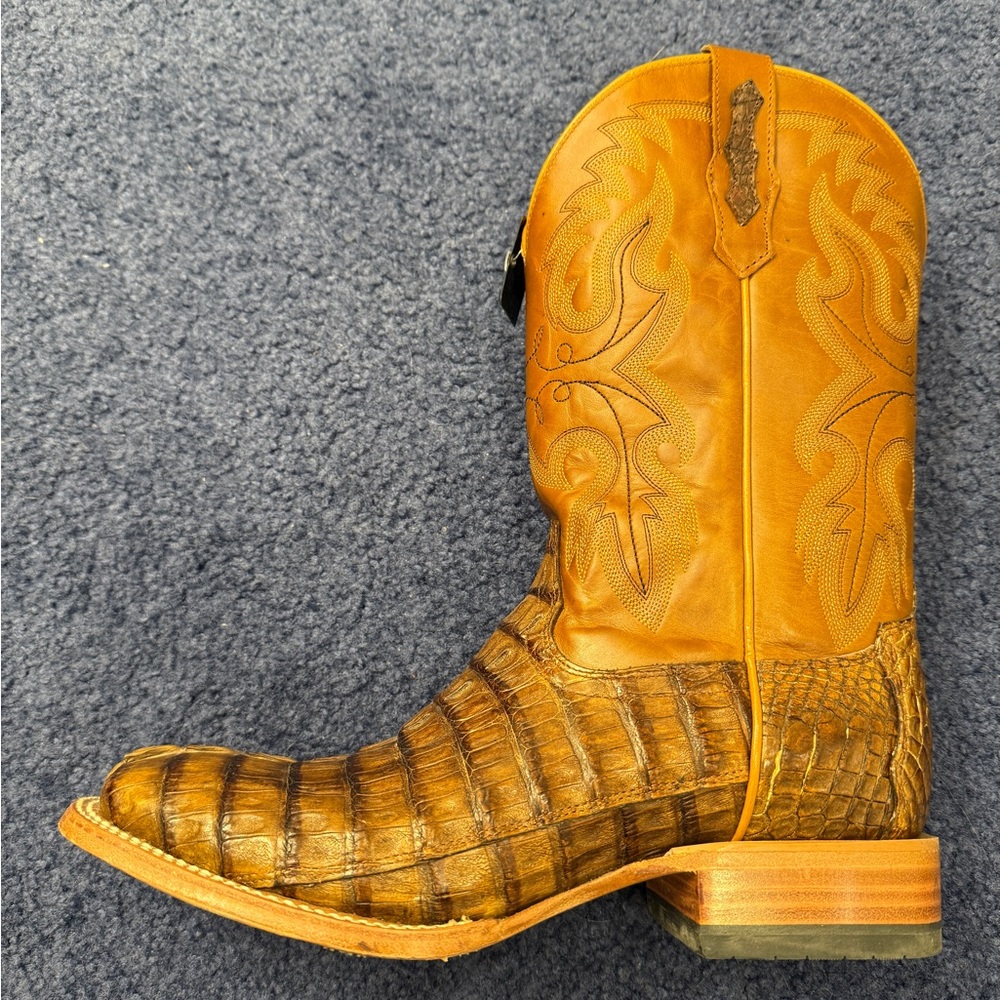 CODY JAMES MEN’S EXOTIC CAIMAN TAIL SKIN WESTERN BOOTS-BROAD SQ TOE SIZE 9 1/2D